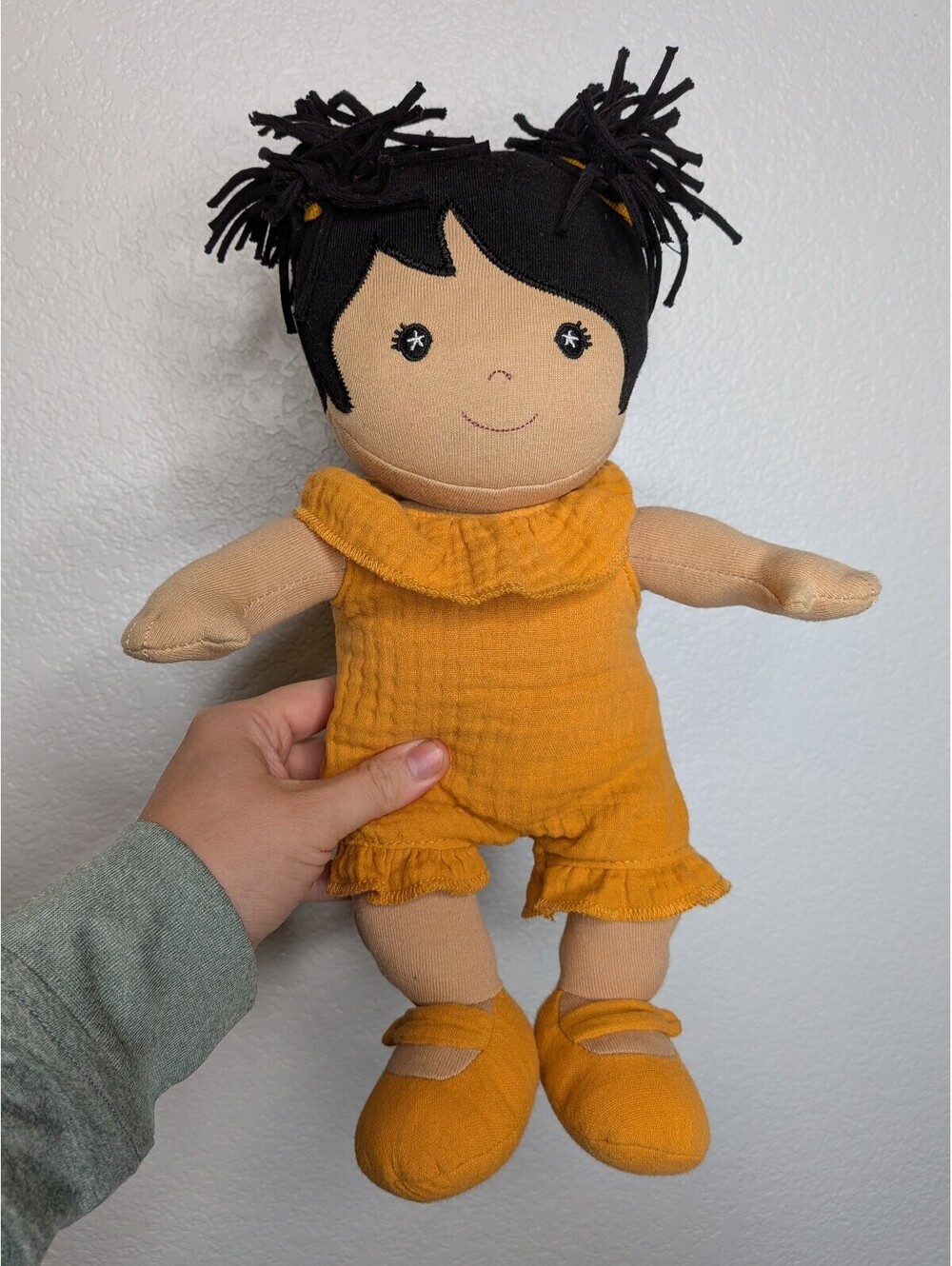 Apple Park Gwen Organic cotton Mustard Yellow Cloth doll with removable clothing
